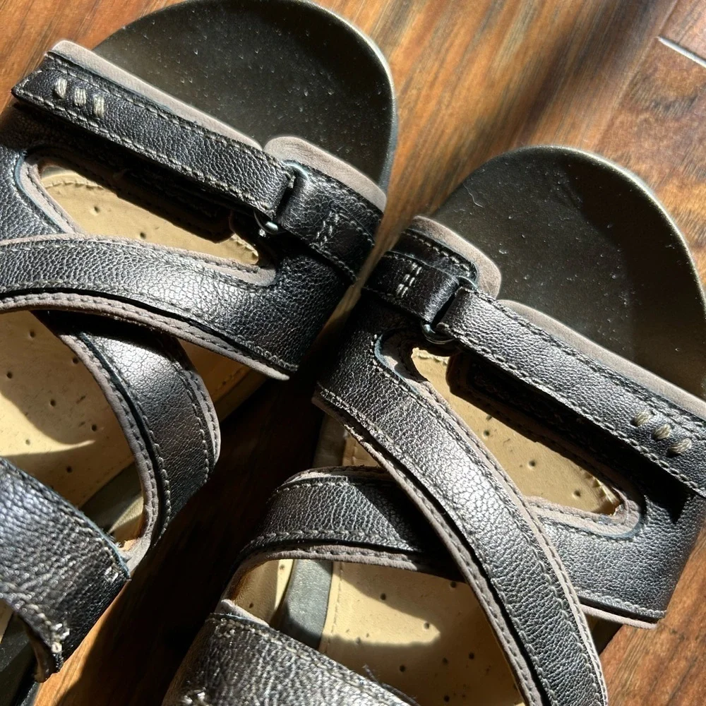 Bronze Metallic Slide-on Leather Sandals Clarks Artisan Unstructured - Picture 5 of 9